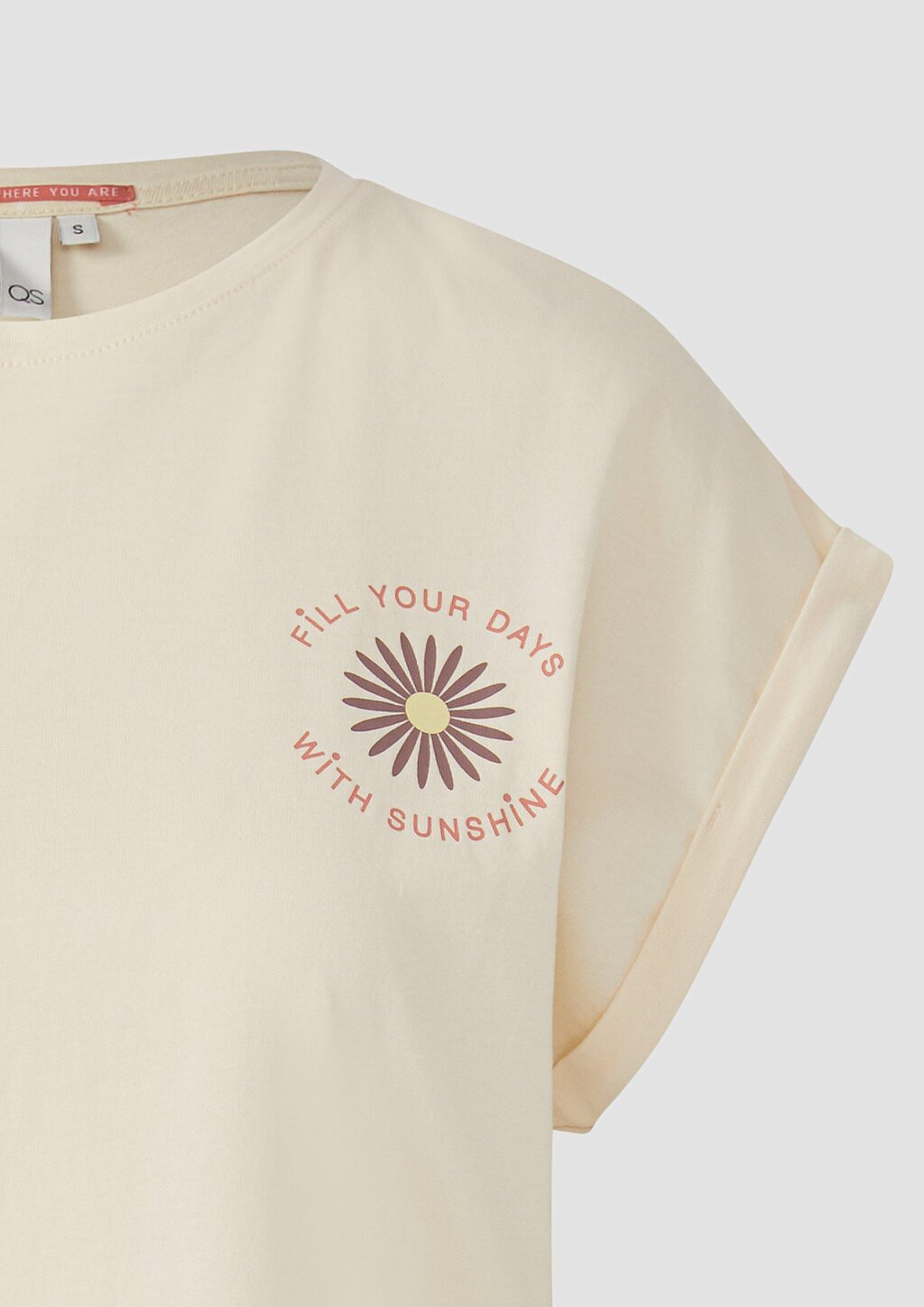 Lockeres T- Shirt mit Ärmelaufschlag und Frontprint