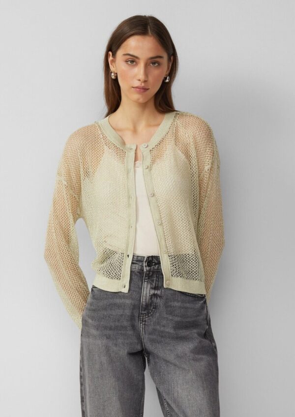 Jacke in Häkeloptik mit Glitzergarn