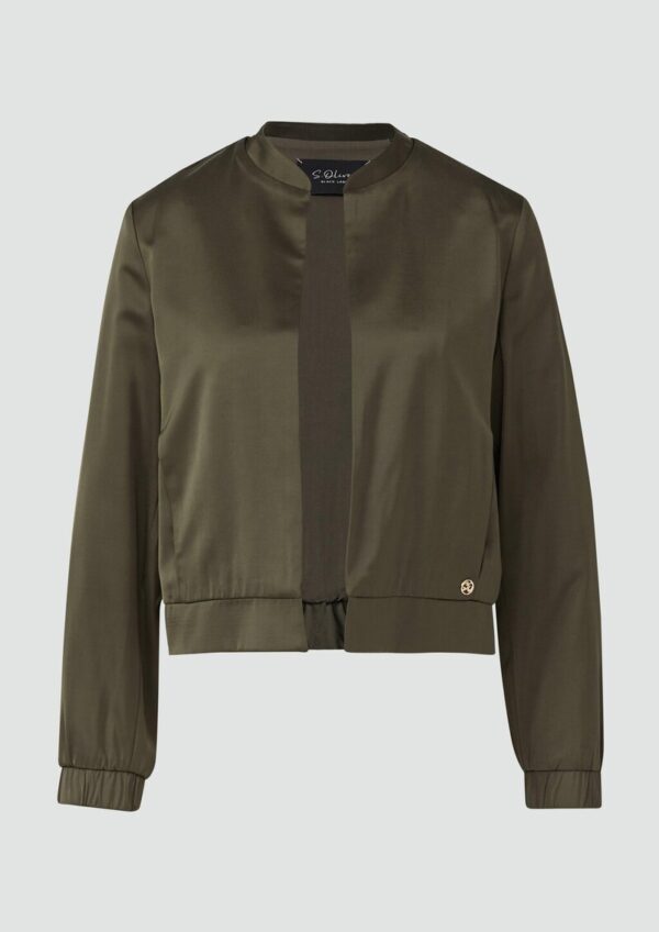 Offene Satinjacke mit Elastikbündchen