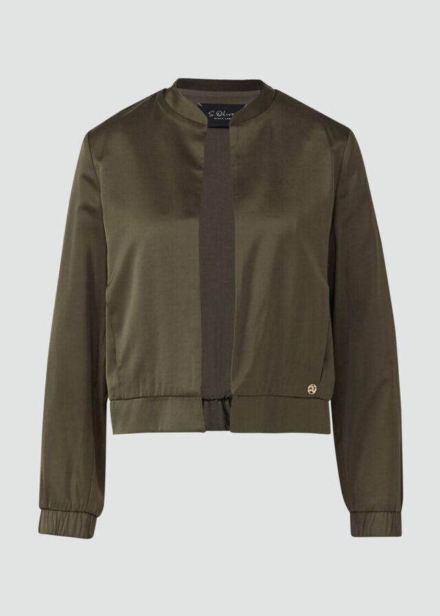 Offene Satinjacke mit Elastikbündchen