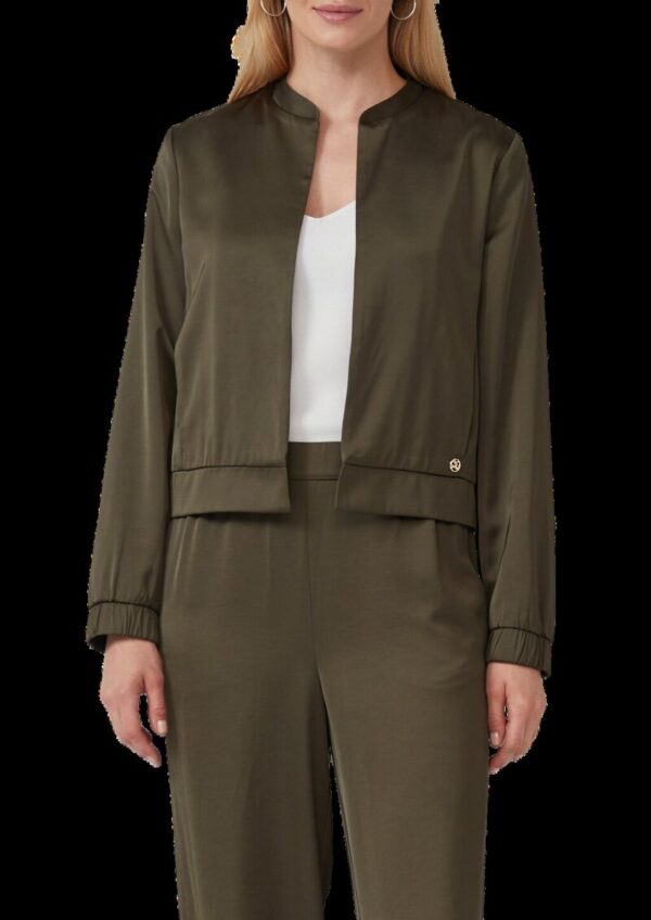 Offene Satinjacke mit Elastikbündchen