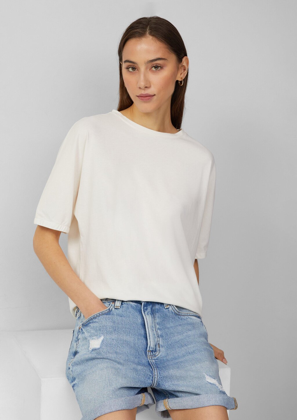 Loose Fit T-Shirt mit Gummibund an den Ärmeln