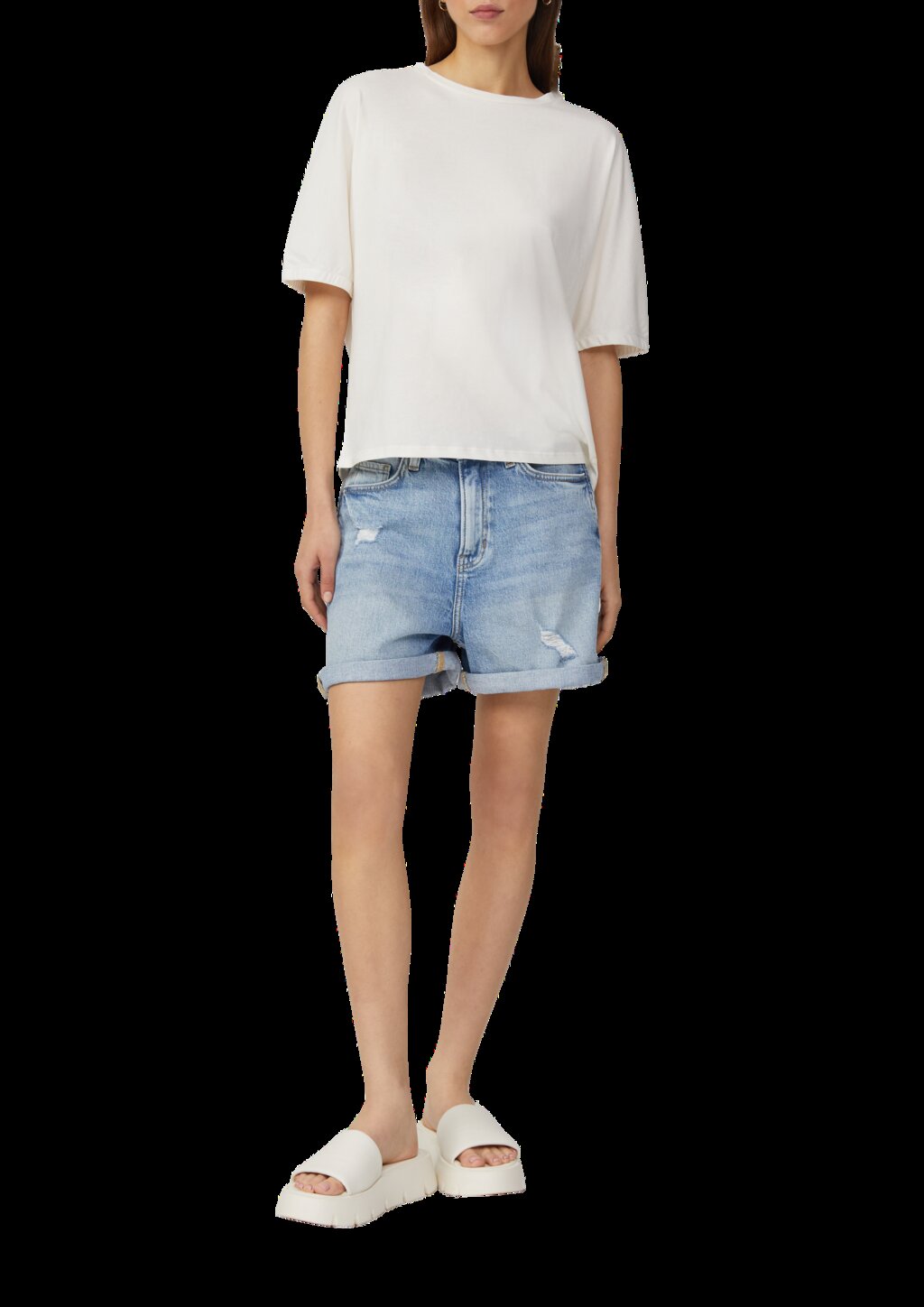 Loose Fit T-Shirt mit Gummibund an den Ärmeln