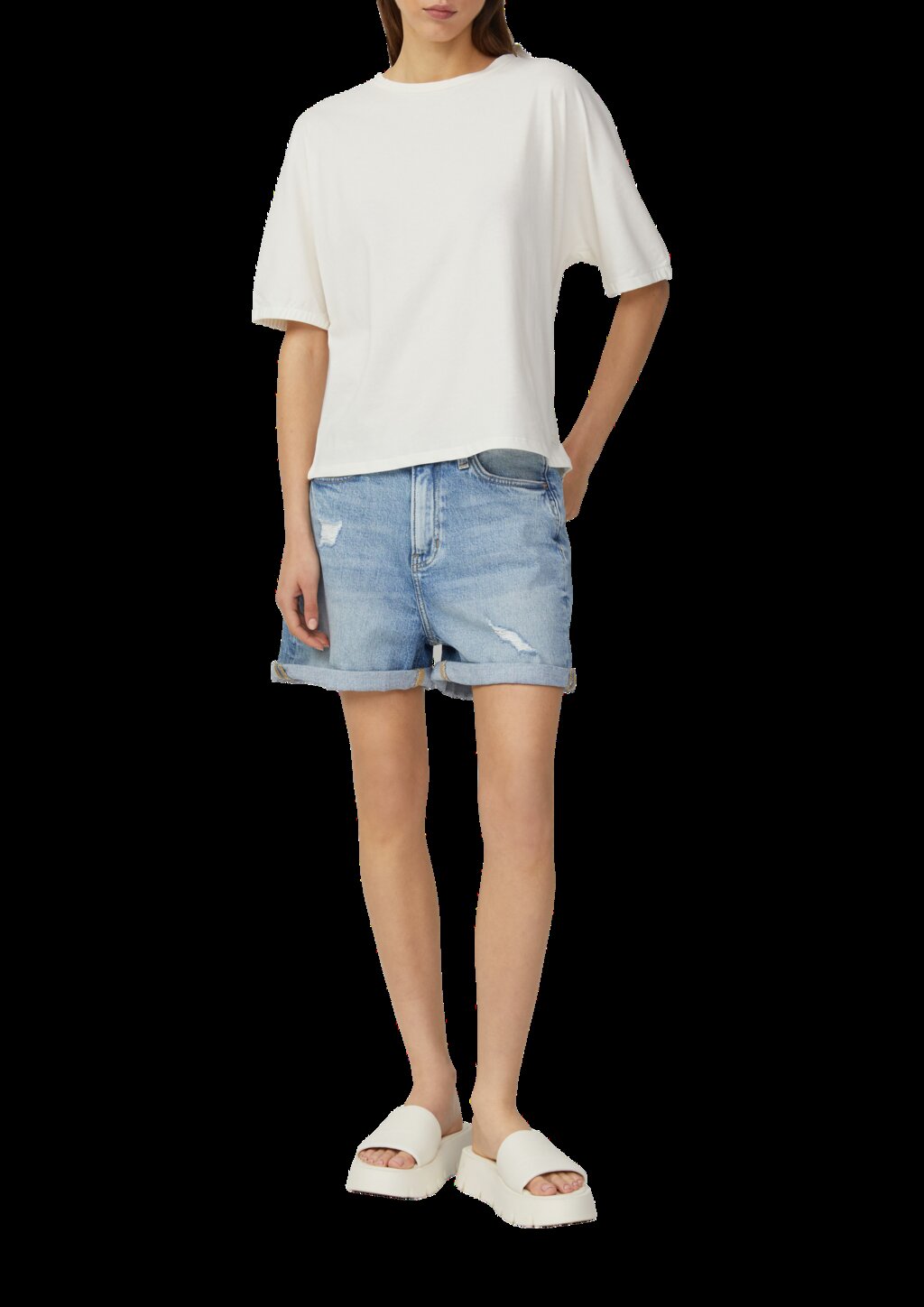 Loose Fit T-Shirt mit Gummibund an den Ärmeln