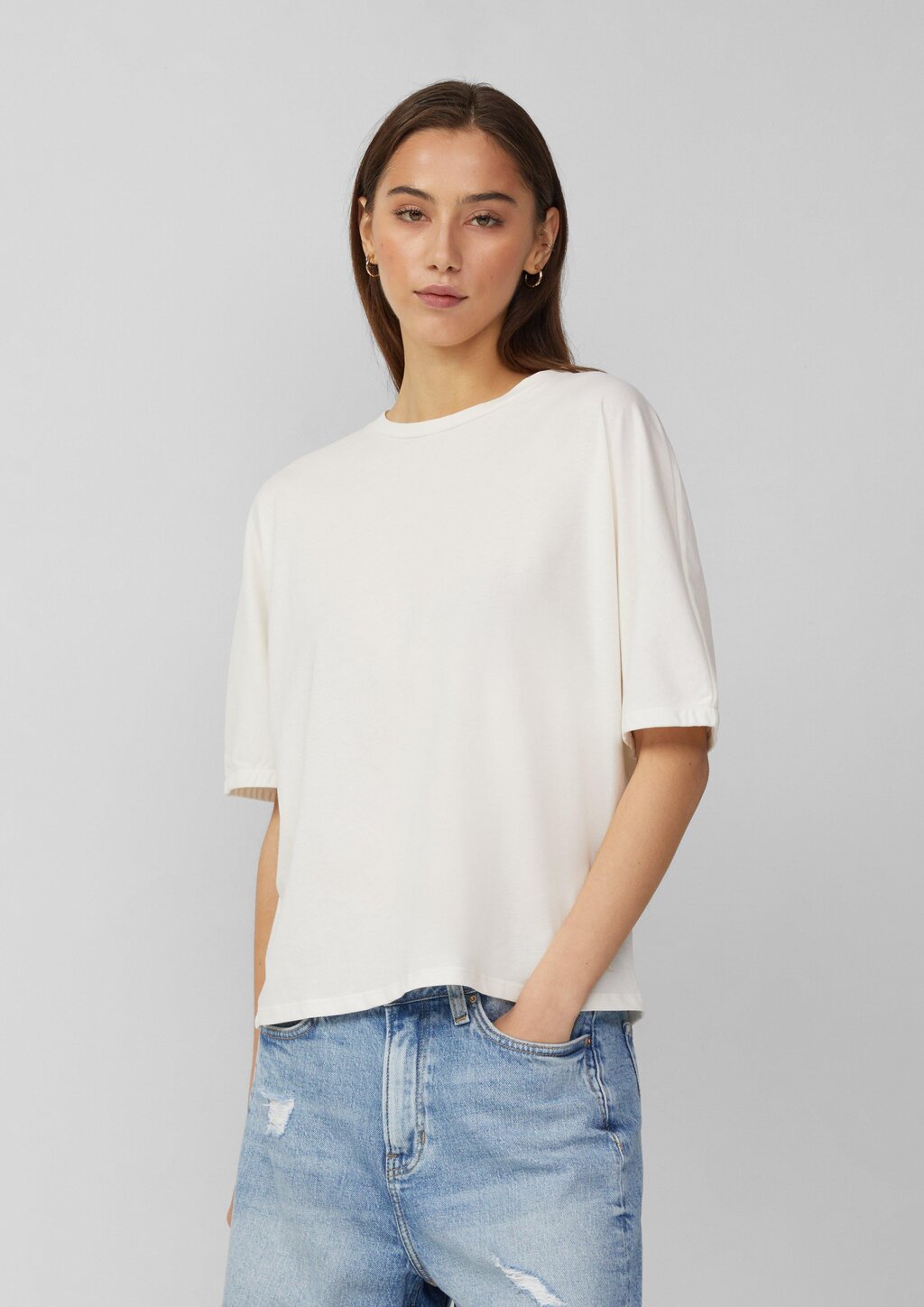Loose Fit T-Shirt mit Gummibund an den Ärmeln