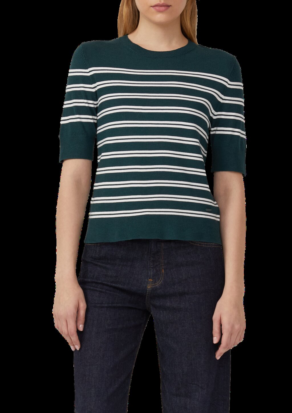 Kurzarm-Strickpullover aus Viskosemix