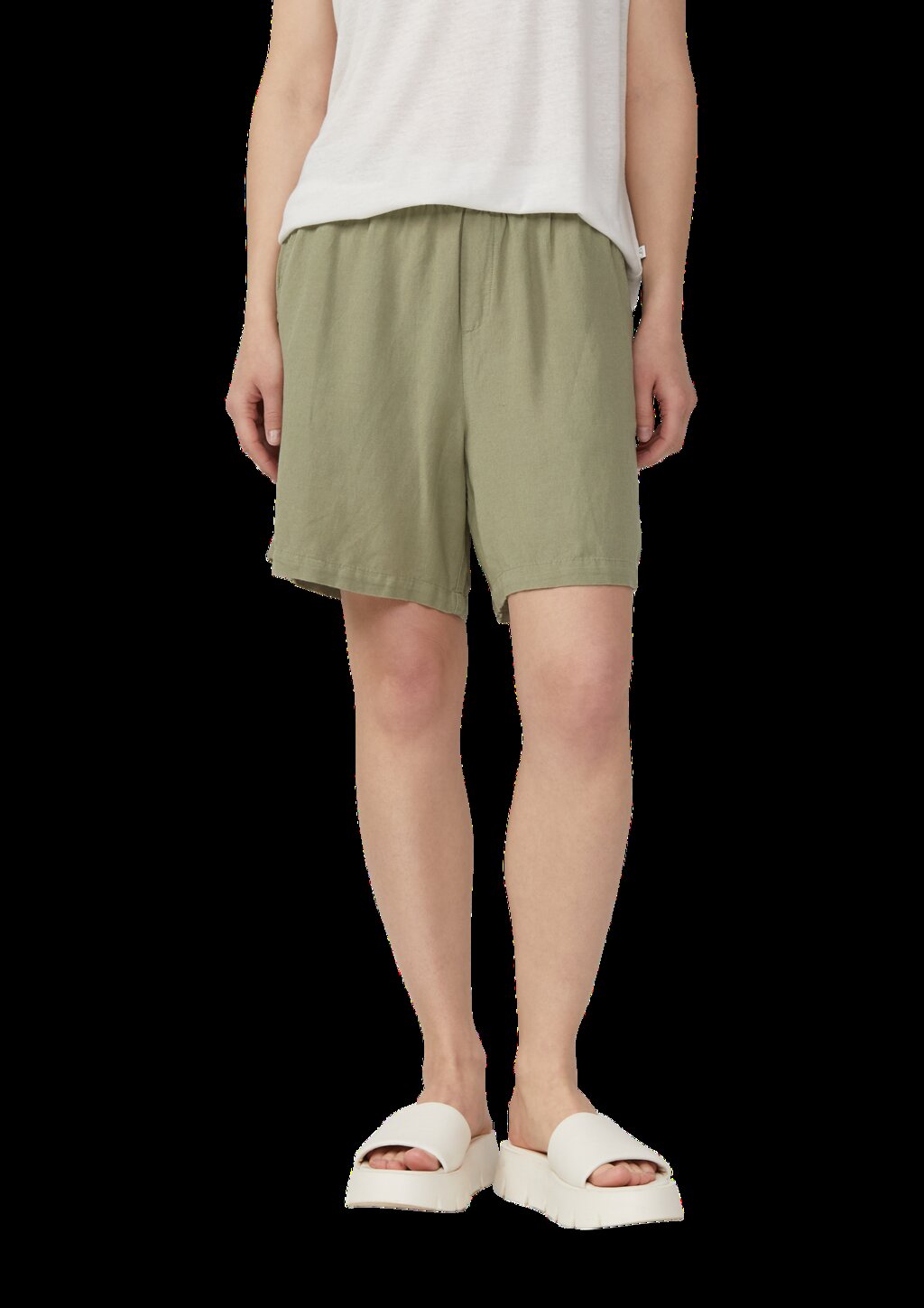 Leinenmix-Shorts mit Elastikbund