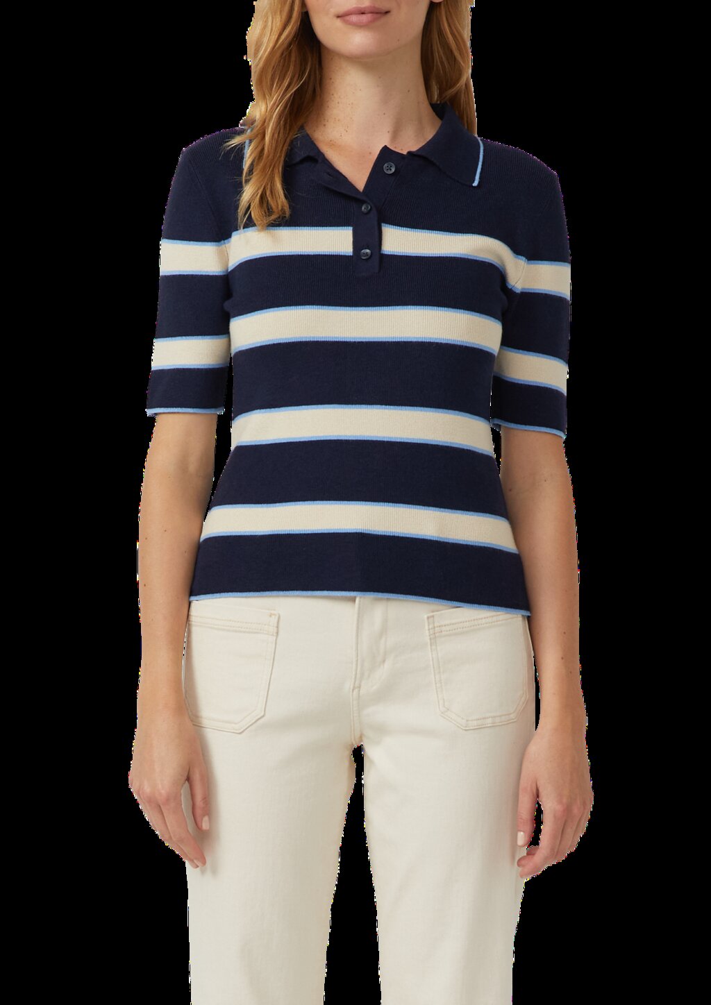 Verkürztes Strick-Polo im Slim Fit