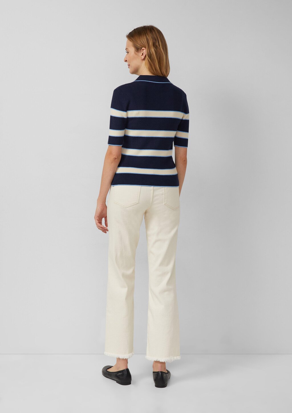 Verkürztes Strick-Polo im Slim Fit