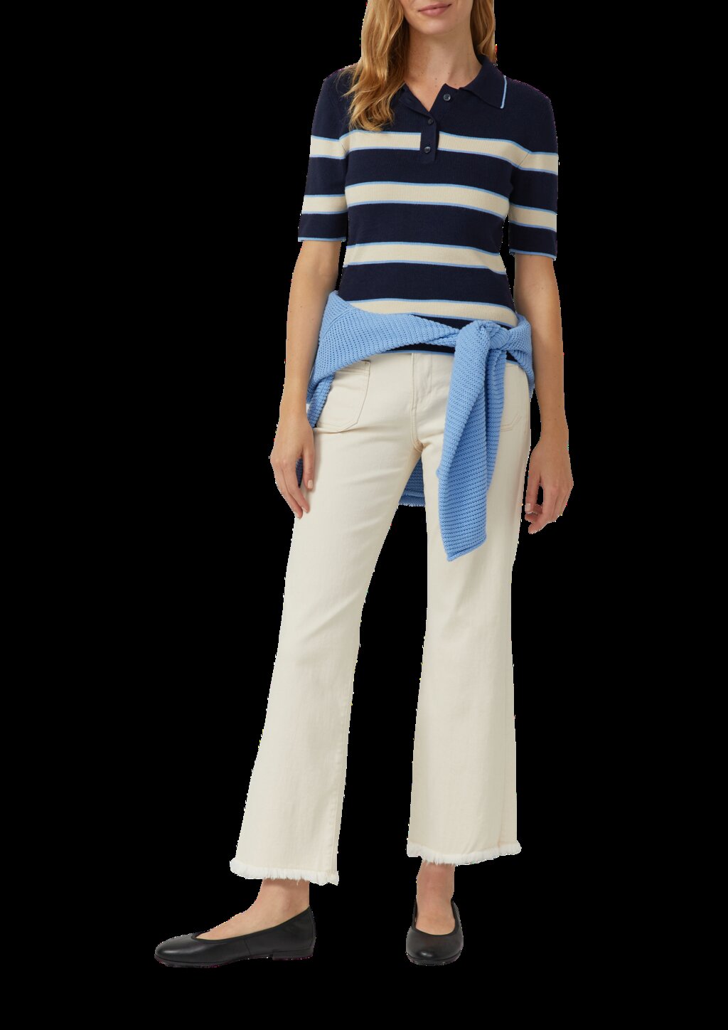 Verkürztes Strick-Polo im Slim Fit