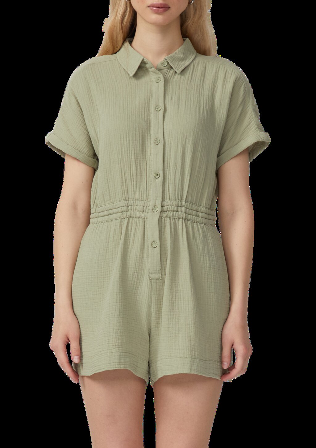 Musselin-Overall mit Elastikbund in der Taille