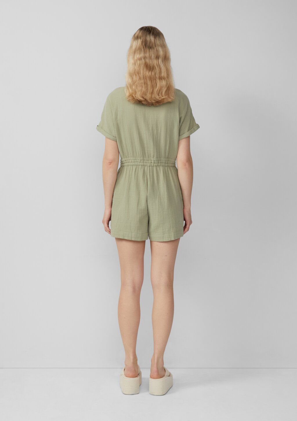 Musselin-Overall mit Elastikbund in der Taille