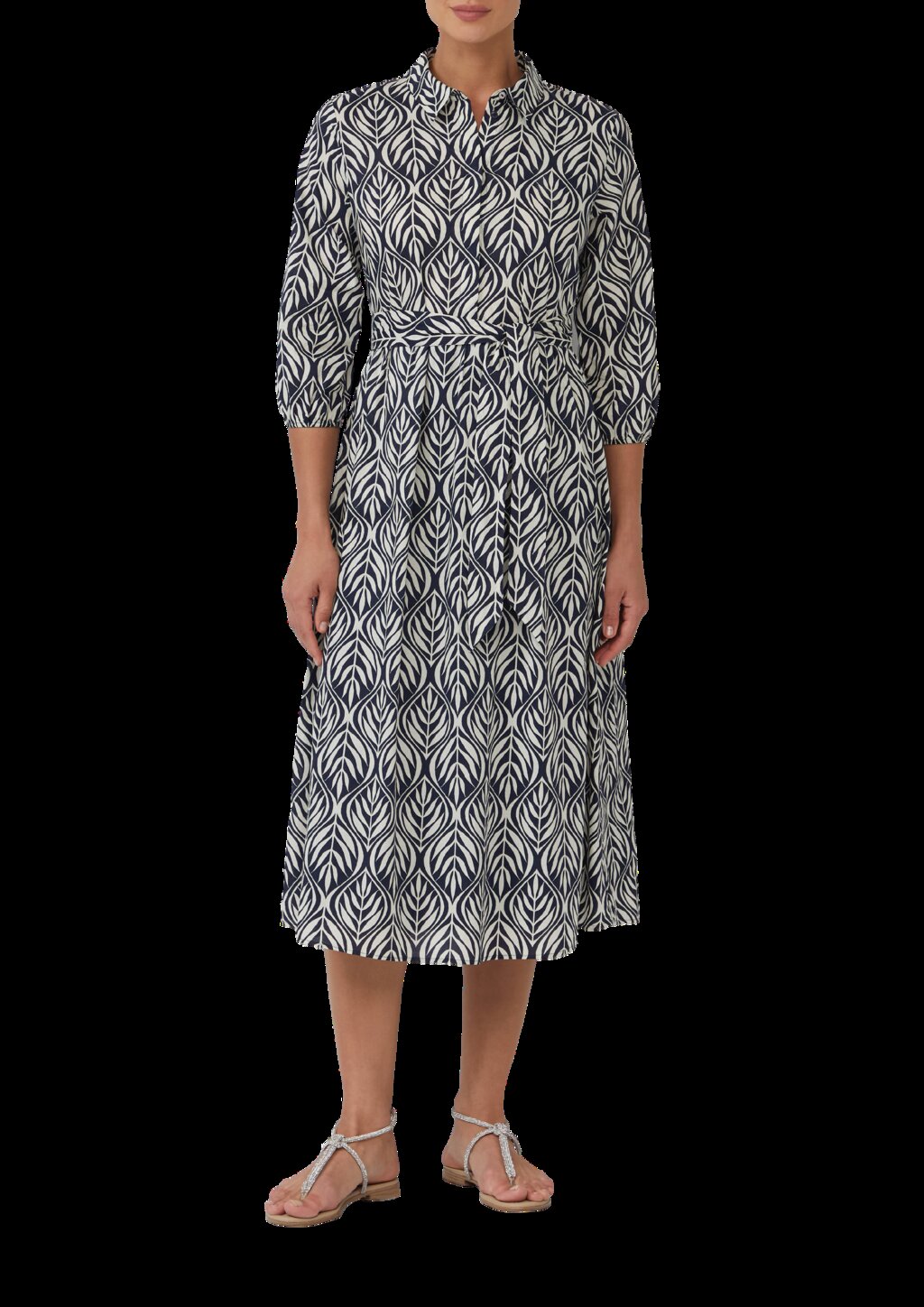 Hemdblusenkleid in Midilänge mit All-over-Print