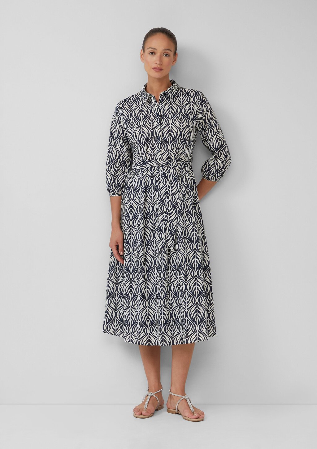 Hemdblusenkleid in Midilänge mit All-over-Print