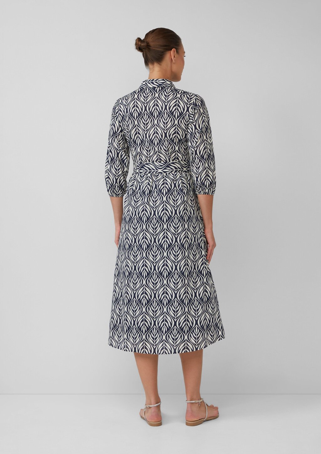 Hemdblusenkleid in Midilänge mit All-over-Print