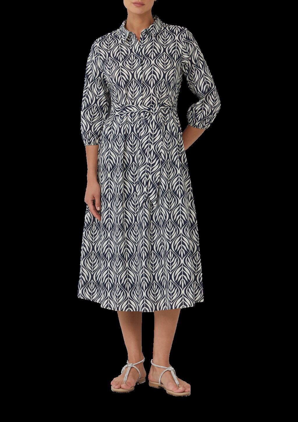 Hemdblusenkleid in Midilänge mit All-over-Print