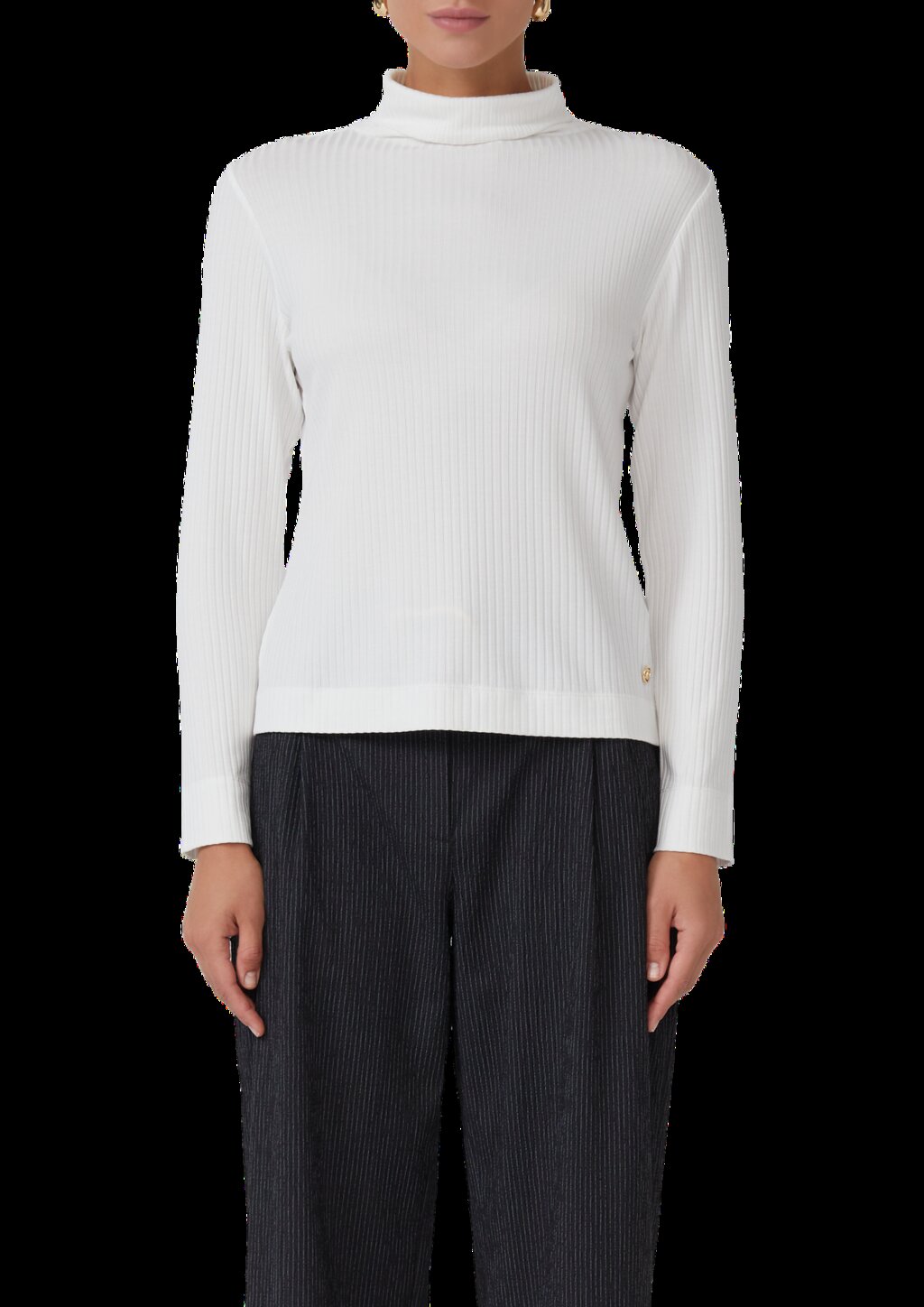 Gerippter Rollkragenpullover im Slim Fit