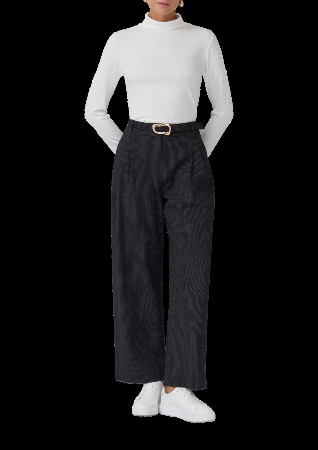 Gerippter Rollkragenpullover im Slim Fit