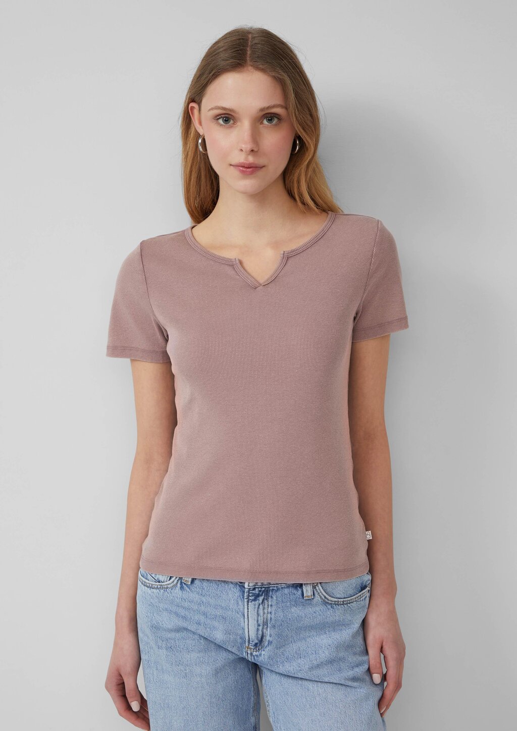 Gewaschenes Ripp-Shirt im Slim Fit