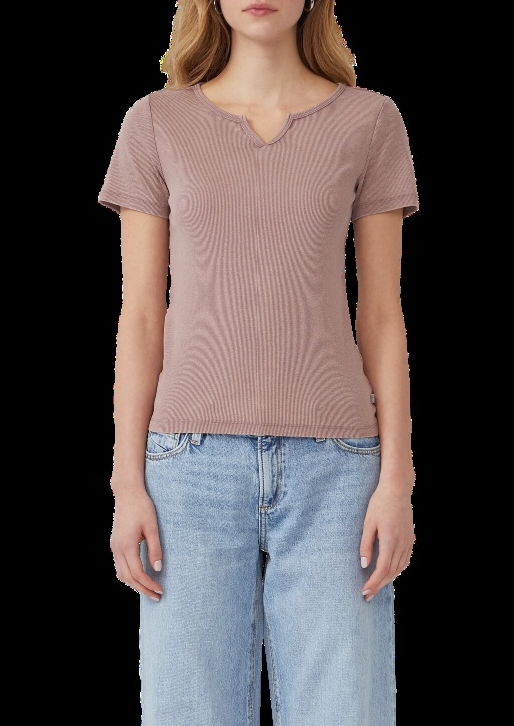 Gewaschenes Ripp-Shirt im Slim Fit