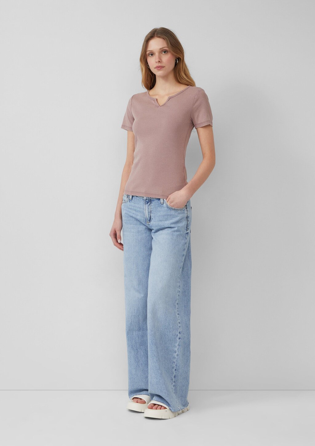 Gewaschenes Ripp-Shirt im Slim Fit