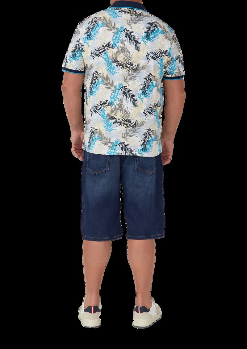 Piqué-Poloshirt mit Print und Kontrast-Details