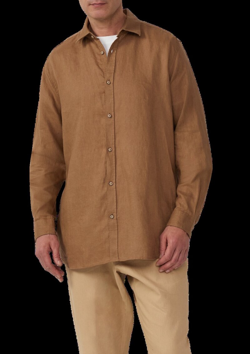 Regular Fit: Langarmhemd aus Leinen