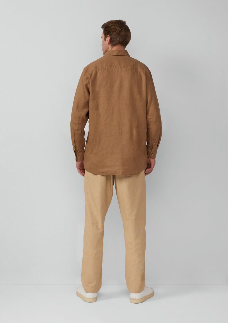 Regular Fit: Langarmhemd aus Leinen