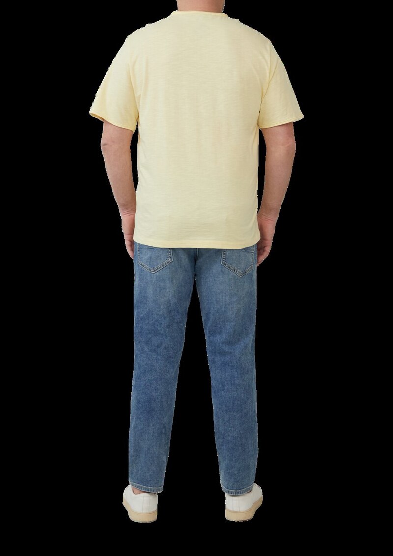 Flammgarn-T-Shirt mit Brusttasche und offenen Kanten