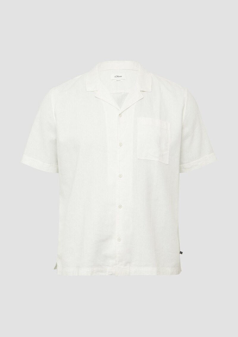 Resort Fit: Strukturiertes Kurzarmhemd aus Leinenmix