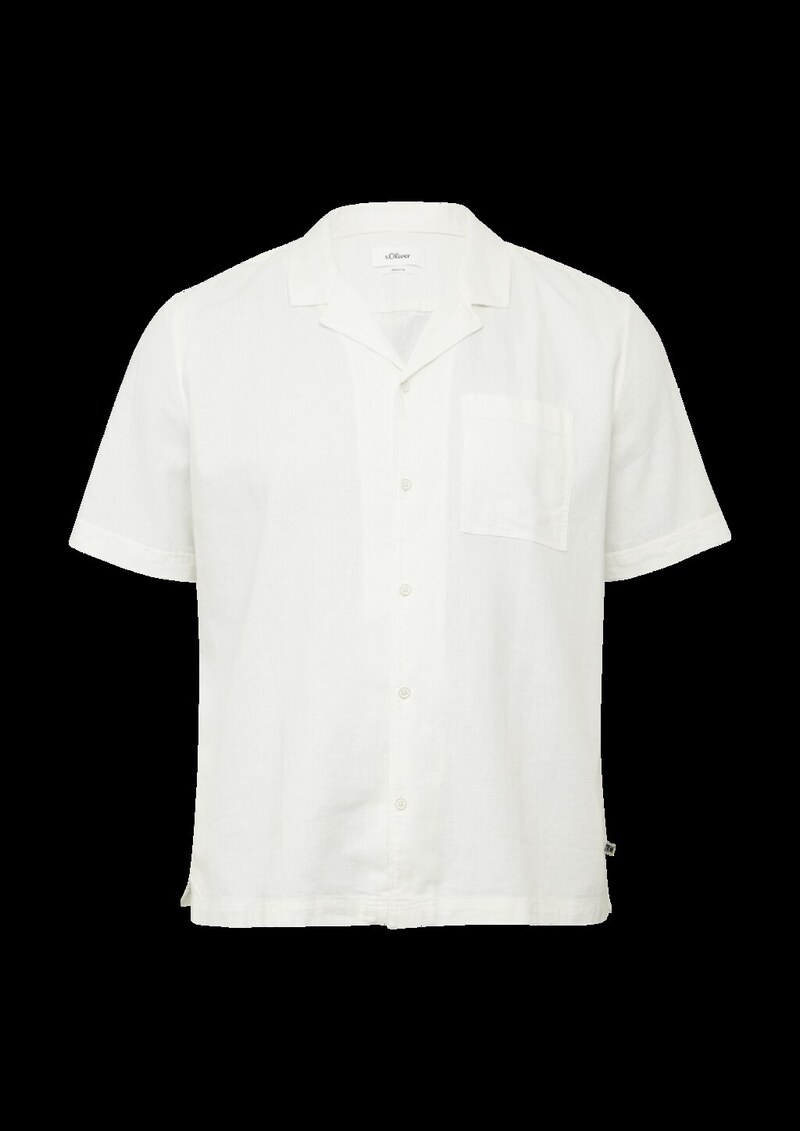 Resort Fit: Strukturiertes Kurzarmhemd aus Leinenmix