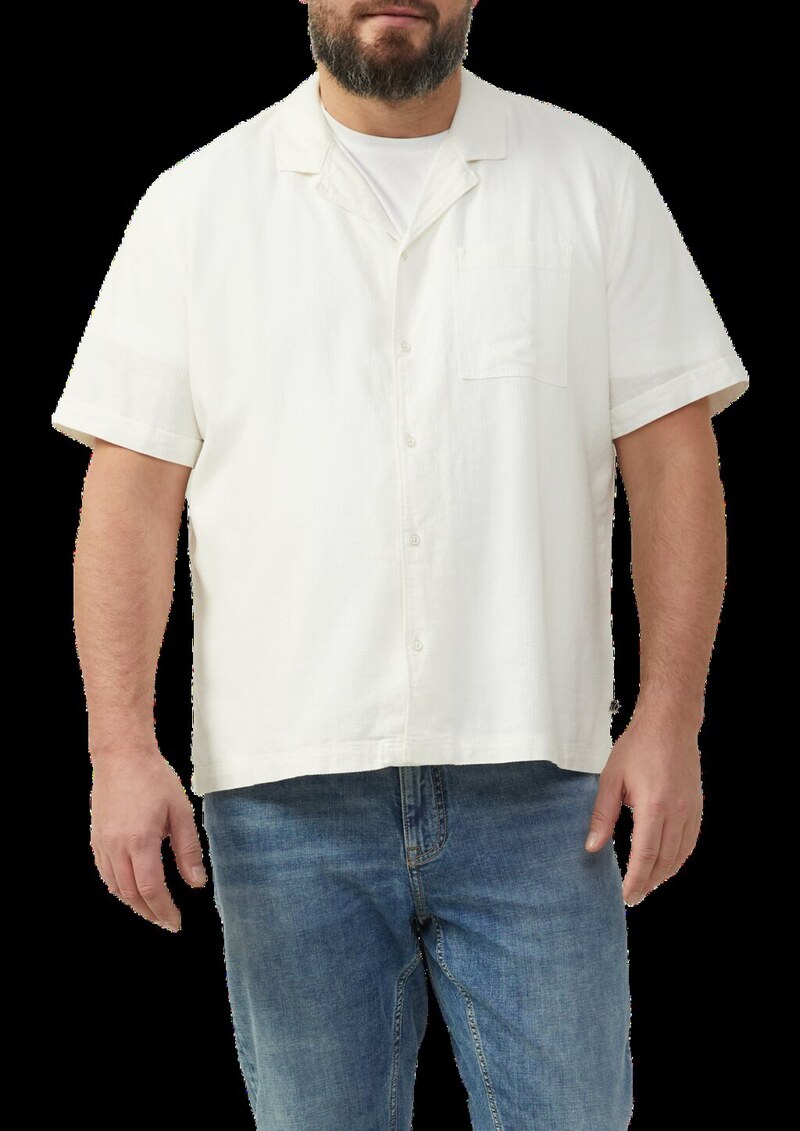 Resort Fit: Strukturiertes Kurzarmhemd aus Leinenmix