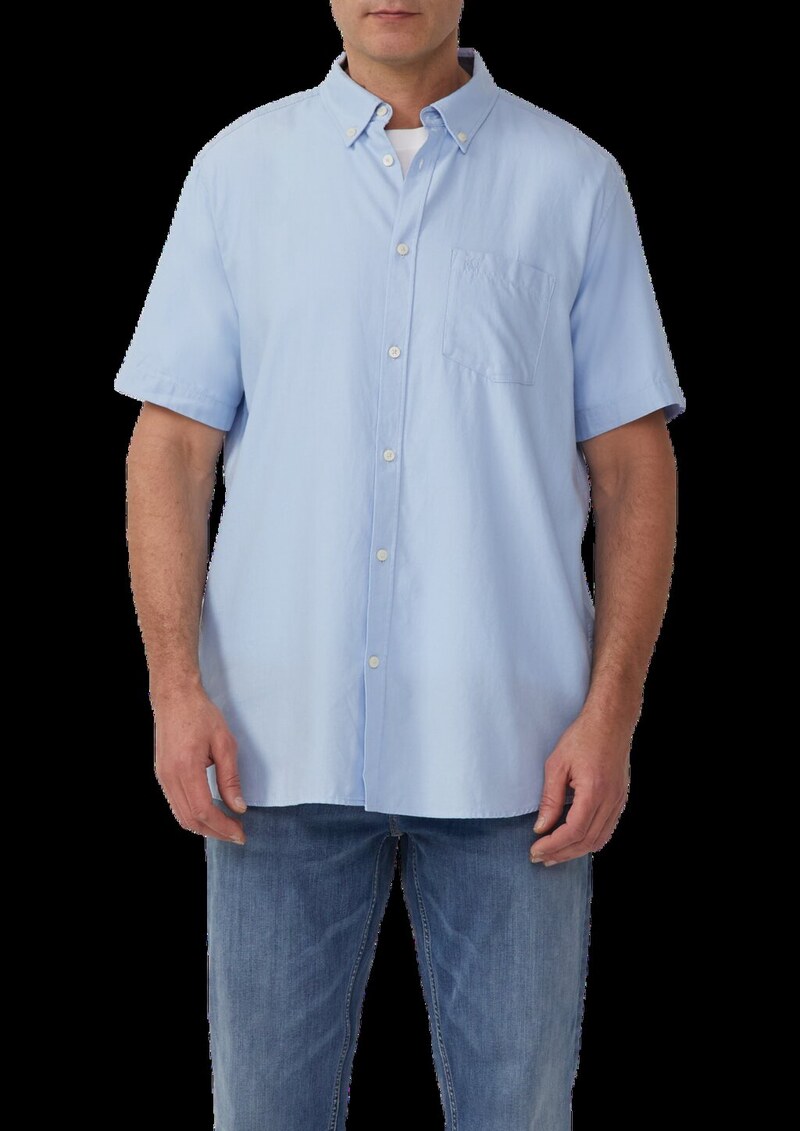 Regular Fit: Kurzärmeliges Twillhemd mit Button-Down-Kragen