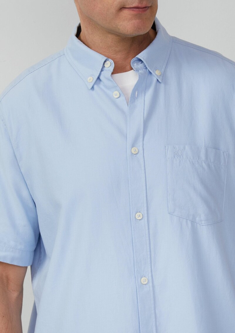 Regular Fit: Kurzärmeliges Twillhemd mit Button-Down-Kragen