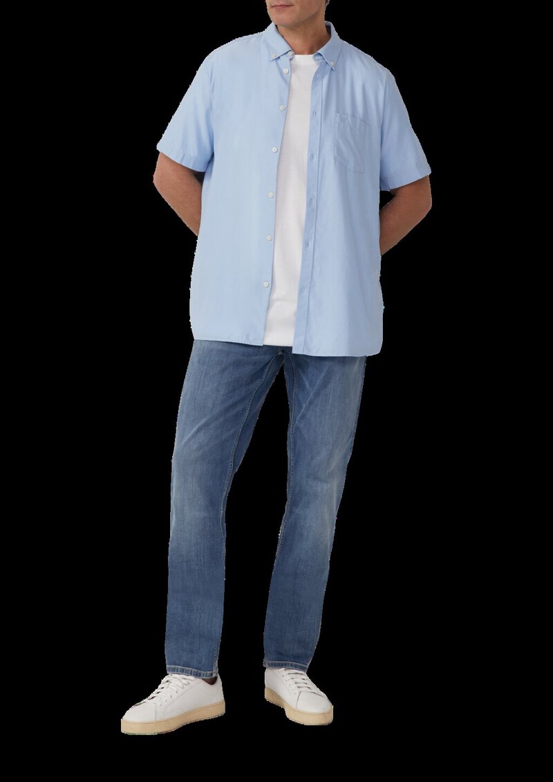 Regular Fit: Kurzärmeliges Twillhemd mit Button-Down-Kragen