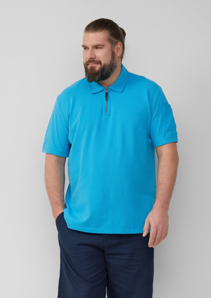 Poloshirt mit Reißverschluss und Ärmeltasche