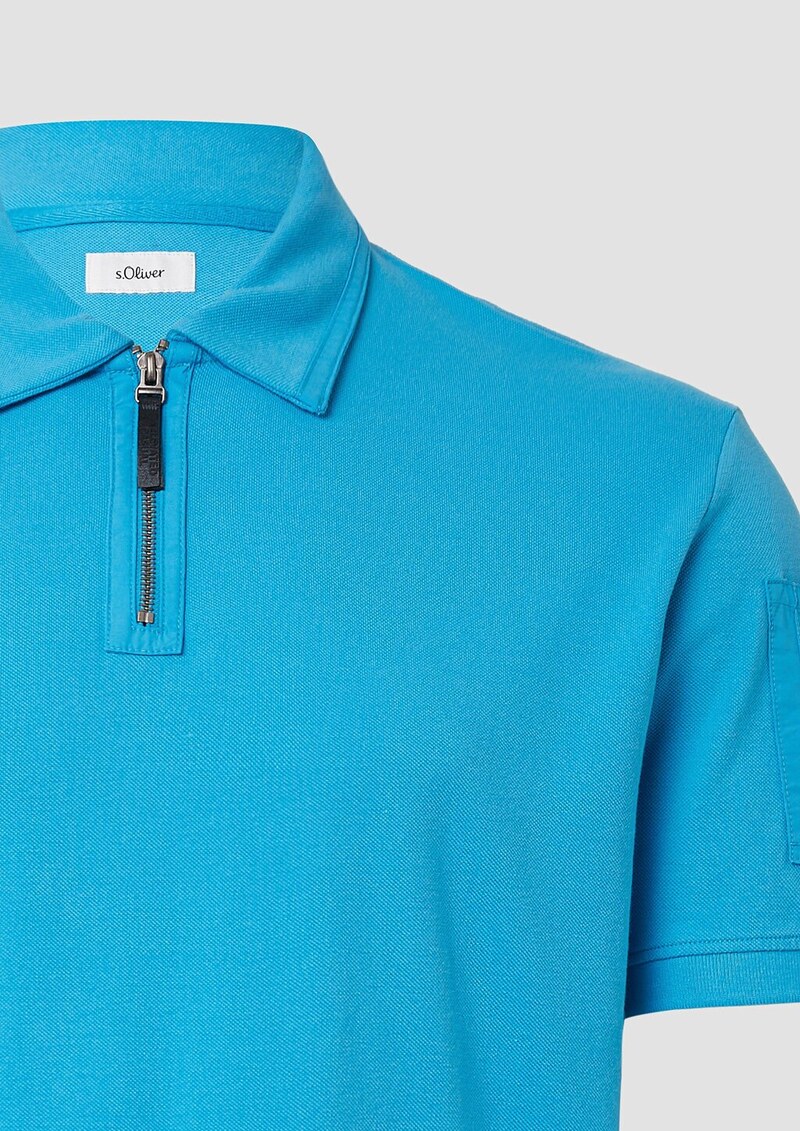 Poloshirt mit Reißverschluss und Ärmeltasche