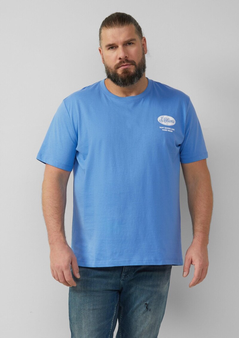 Baumwoll-T-Shirt mit Crew Neck und Artwork