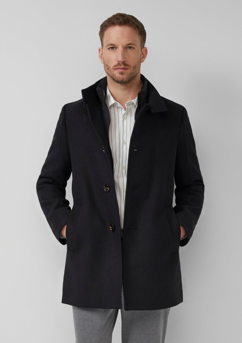 Mantel mit Stehkragen und Stepp-Einsatz