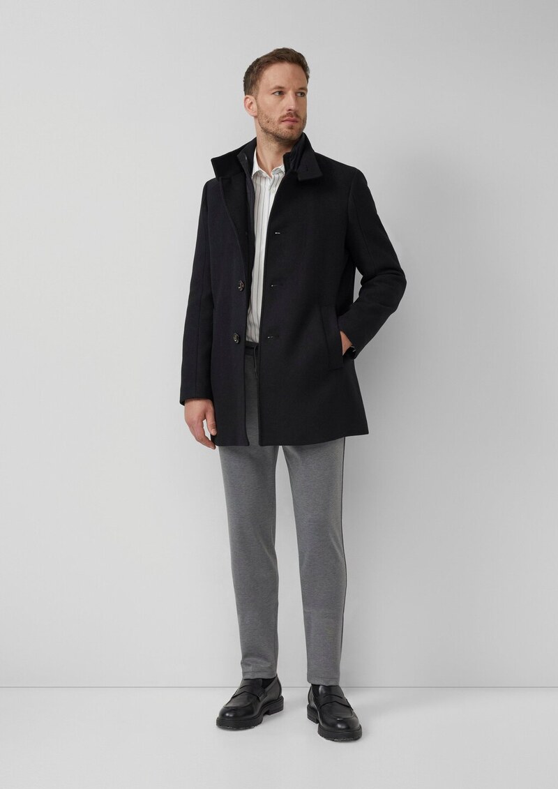 Mantel mit Stehkragen und Stepp-Einsatz