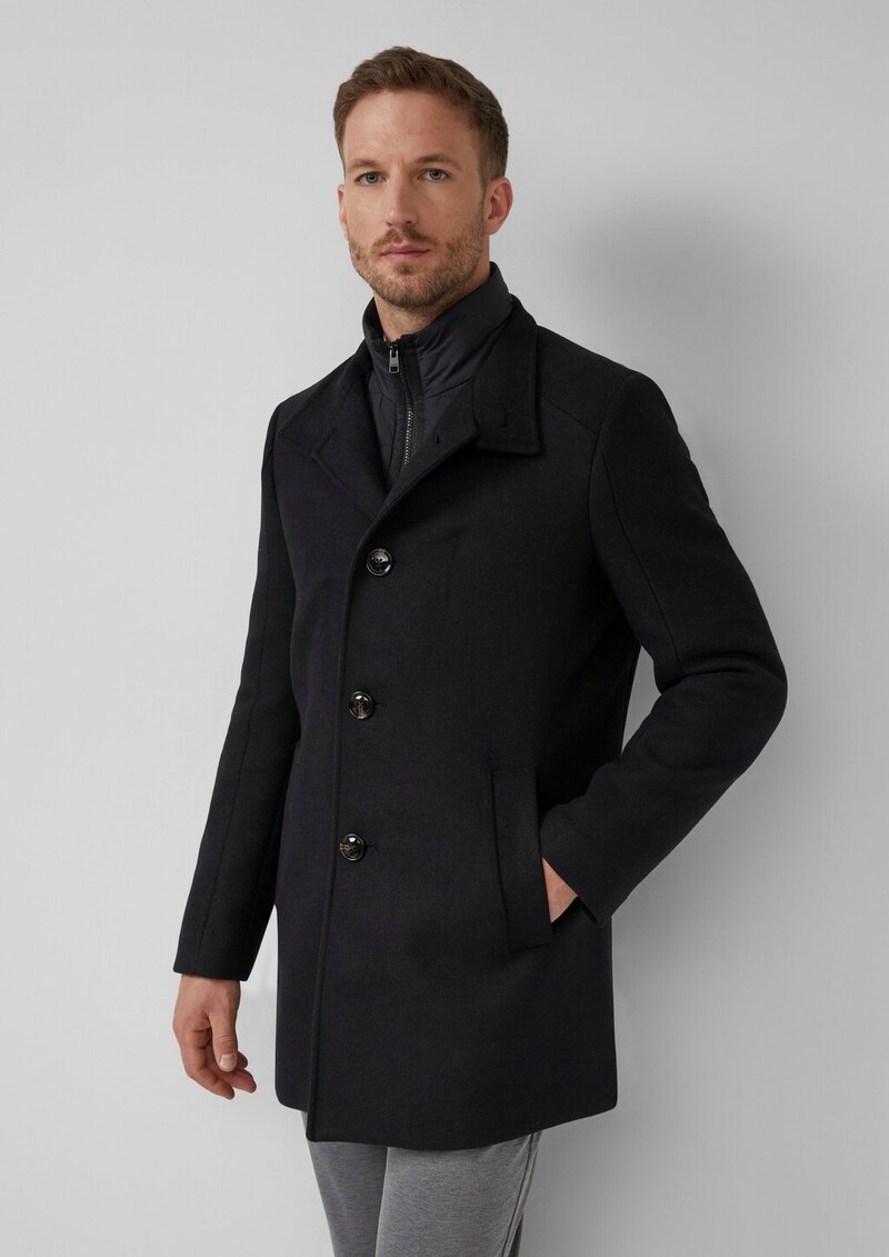 Mantel mit Stehkragen und Stepp-Einsatz