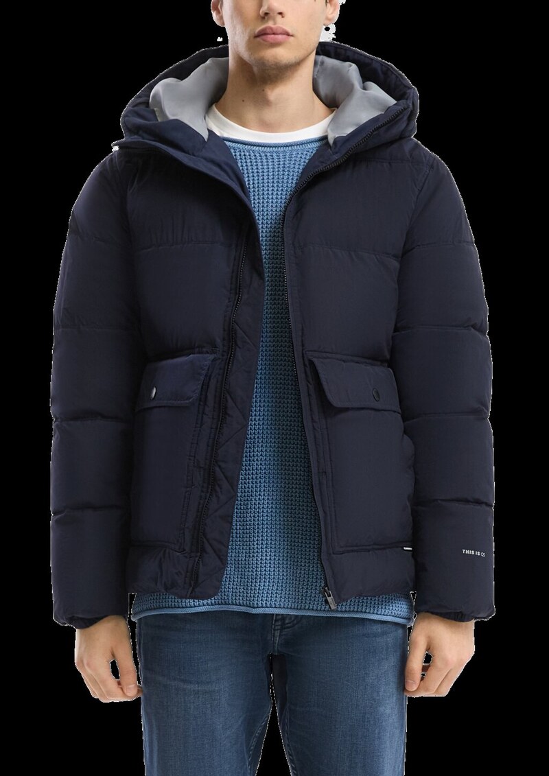 Pufferjacke in Crinkle-Nylon mit Waschoptik