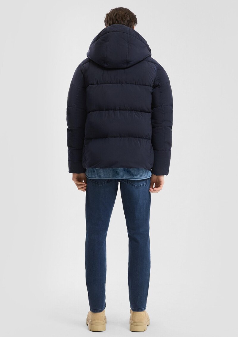 Pufferjacke in Crinkle-Nylon mit Waschoptik