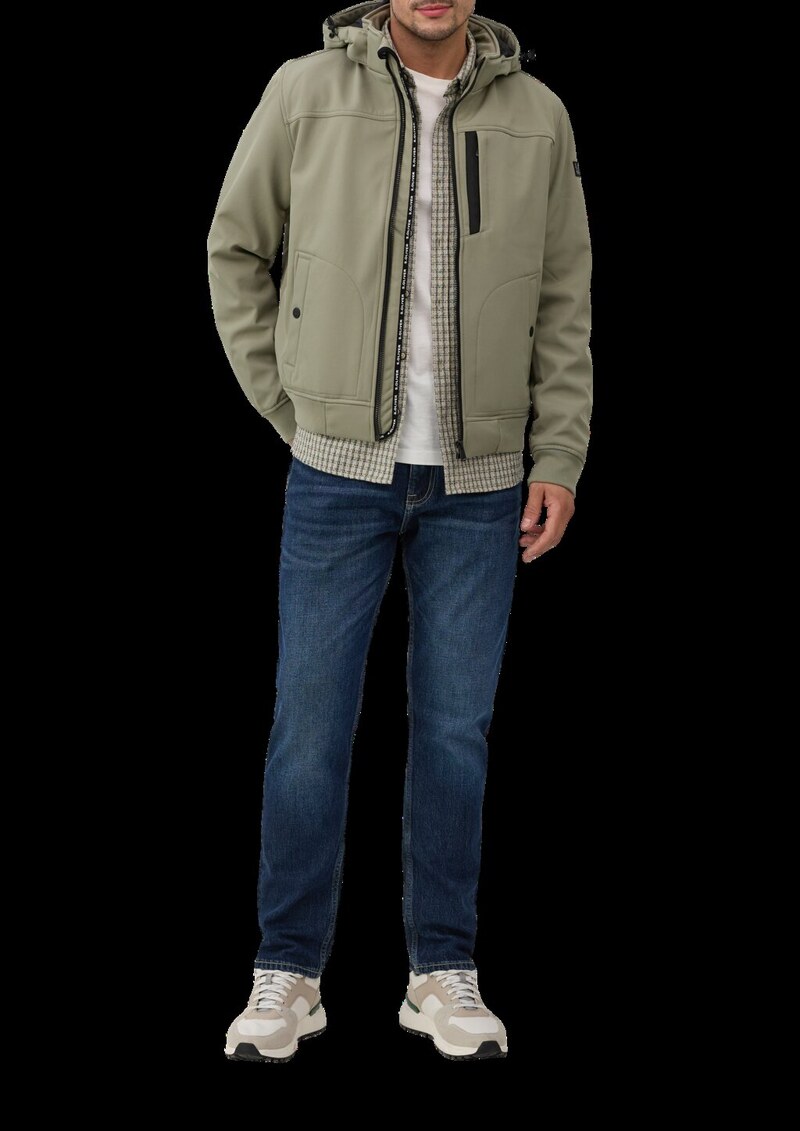 Wasserabweisende Softshell-Jacke mit abnehmbarer Kapuze