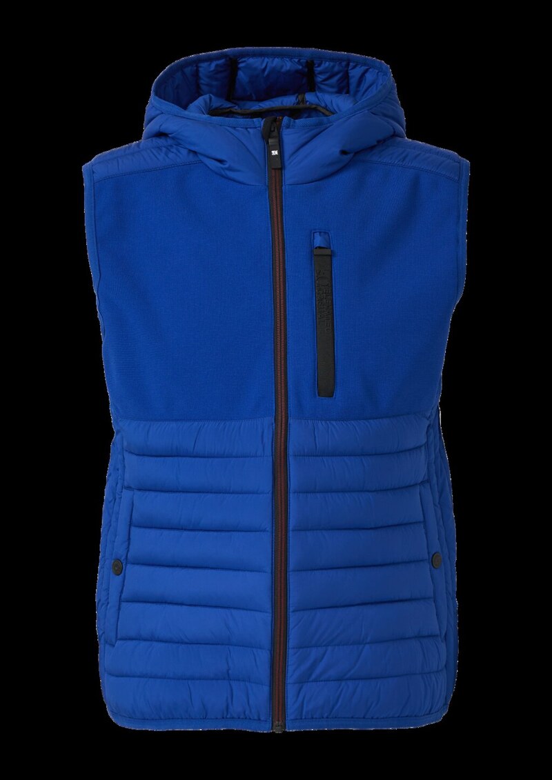 Leichte Weste aus Materialmix mit Kapuze