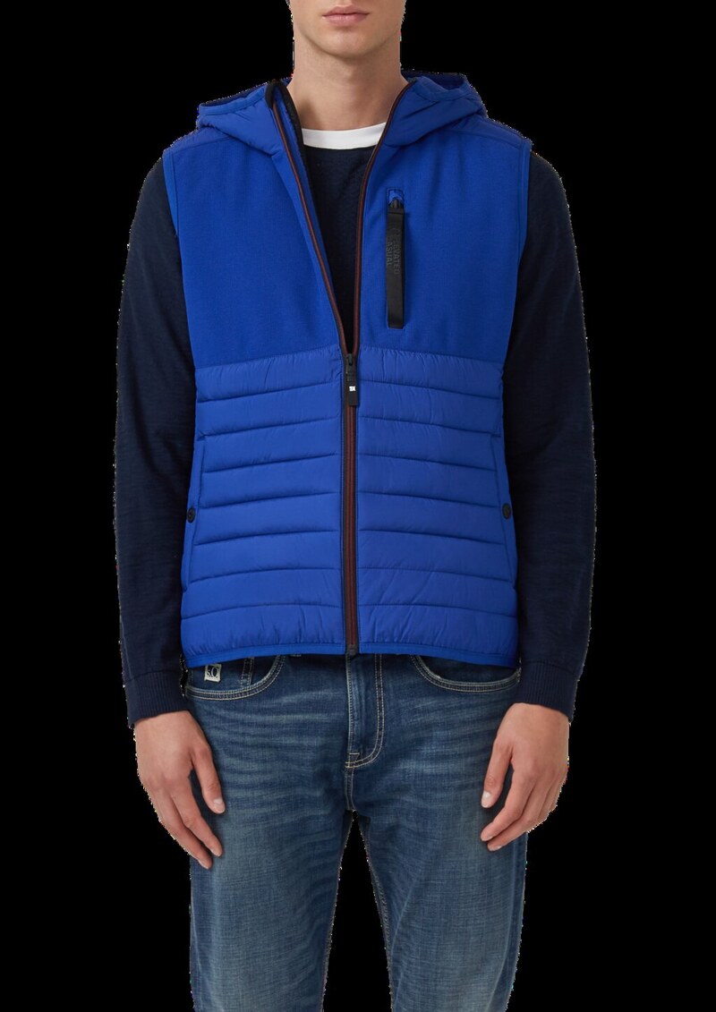 Leichte Weste aus Materialmix mit Kapuze