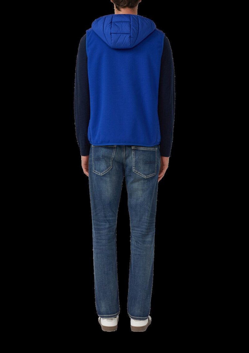 Leichte Weste aus Materialmix mit Kapuze