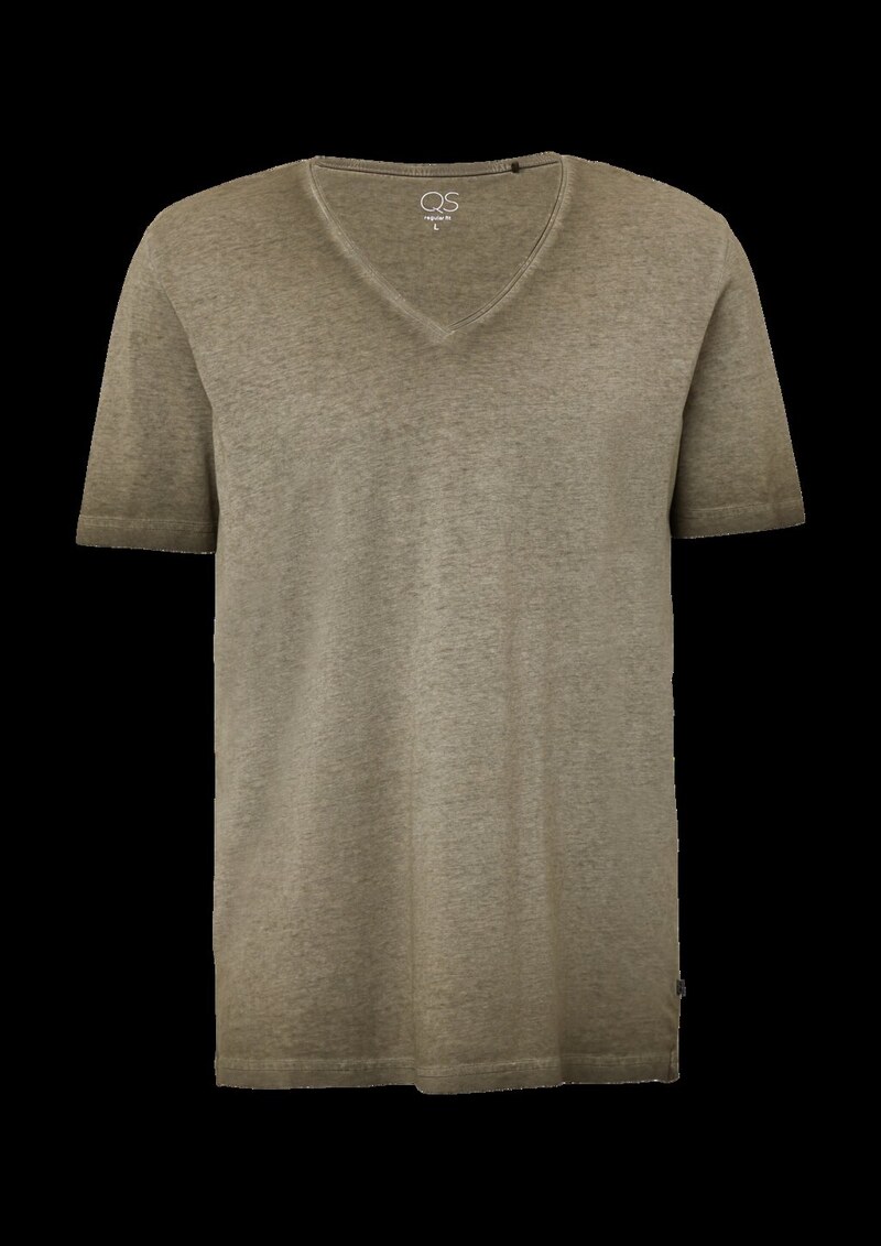 Gewaschenes T-Shirt mit Rollkante in Melange-Optik