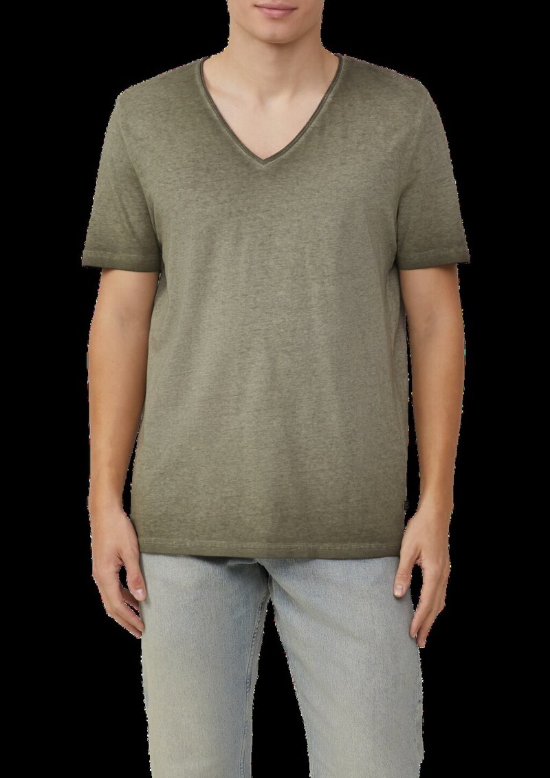 Gewaschenes T-Shirt mit Rollkante in Melange-Optik