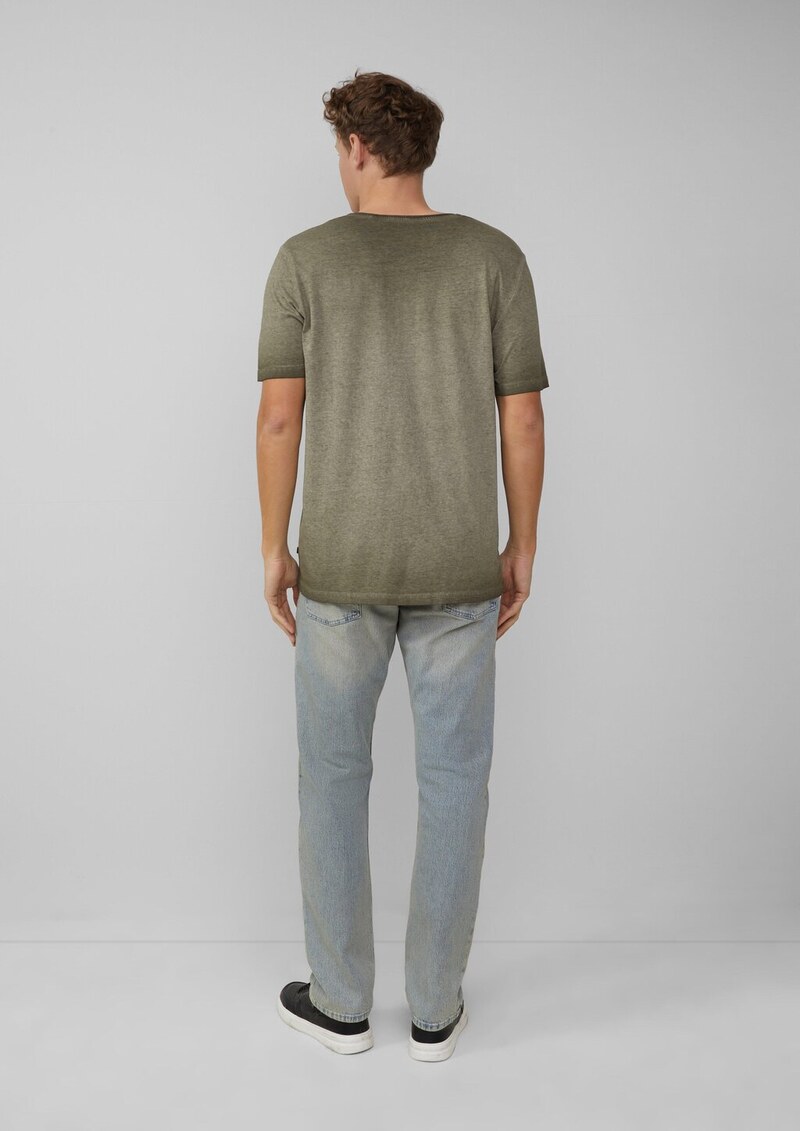 Gewaschenes T-Shirt mit Rollkante in Melange-Optik